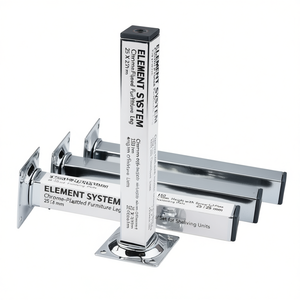 ELEMENT SYSTEM Chrome-Plated Furniture Leg 25 X 25 mm 150 mm Height with Screw-On <b>Plate</b> 4 Pieces/ Set for Shelving Units - Product Image 3