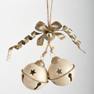 Cloches en métal finition laiton rustique antique Vintage suspendues Jingle Bells pour porte suspendue décoration murale ornement décorations de noël - Product Image 5