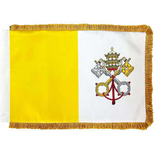 Bandera de la Ciudad del Vaticano de 8x12 pulgadas, bandera de satén de doble cara para escritorios de oficina - Product Image 3