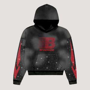 High Quality Oversized Heavyweight 100%Cotton Fleece Hoodie With <b>Vintage</b> Cropped <b>Sweatshirt</b> Distressed Boxy Logo Graphic for Men - Product Image 6