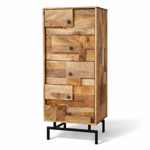 Commode en bois de manguier massif de style industriel, design de ferme, armoire de rangement, meubles de salon, chambre à coucher, couleurs personnalisées - Product Image 1