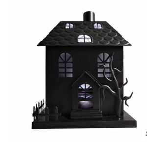 Decorative Halloween Cozy Modern Handmade Haunted House Lantern with Glowing <b>Windows</b> Iron Tealight Holder for Christmas - Product Image 2