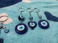Porte-clés décapsuleur amulette œil turc en verre bleu, forme boule, léger, résistant, tendance, étanche, imprimé en typographie