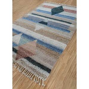 Zuri Beige & <b>Brown</b> Hand Knotted <b>Wool</b> Rugs AKWL-1249 Afghan Geometric & Puzzle Pattern for Home Entryway 9x12 Rectangle for Teens - Product Image 2