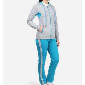 Chándal Largo Informal de Punto de Alta Calidad en Verde Azulado y Gris Jaspeado para Mujer, Venta al por Mayor, Logotipo Personalizado, OEM, Chándal Liso - Product Image 6