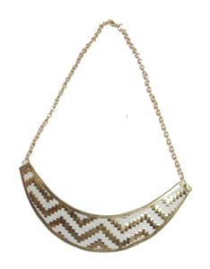 Phụ Nữ Brass Vòng Cổ Set Tay Dệt Kim Nửa Trăng Ấn Độ Tuyên Bố Vàng Choker Chì Miễn Phí Tất Cả Các Đầy Màu <span class=keywords><strong>S</strong></span>ắc Có Thể Điều Chỉnh Chunky Dây Chuyền - Product Image 1