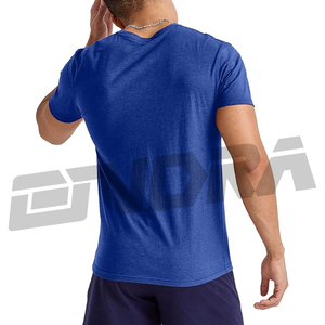 Camiseta deportiva de media manga con cuello redondo para hombre, camiseta de entrenamiento de tela transpirable de ajuste activo, ropa de entrenamiento de gimnasio, Camiseta deportiva informal suave - Product Image 3