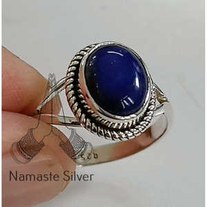925 Sterling <b>Silver</b> Boho <b>Ring</b> with Lapis Lazuli Handmade Blue Gemstone <b>Statement</b> Women's <b>Ring</b> Gift for Her - Product Image 6