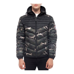 Long Sleeve Hooded Canvas Puffer <b>Jacket</b> Men's Custom Logo Printed Waterproof Winter Outdoor Casual Streetwear OEM - Product Image 1