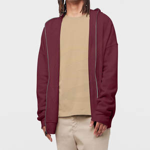 Sudaderas gruesas con cremallera para hombre, Sudadera con capucha personalizada de talla grande, con cremallera Total, Color sólido, Color liso, al por mayor - Product Image 1