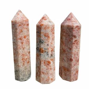 Estatuilla de obelisco de piedra del sol Rosa hecha en China, curación Natural, estilo Feng Shui, torre de cristal tallada, grabado, regalo decorativo - Product Image 1