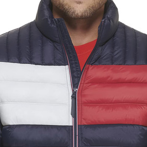 Custom Color Men's Winter Puffer <b>Jacket</b>-Front Logo Eco-Friendly Breathable Lightweight Nylon/Polyester <b>Mandarin</b> <b>Collar</b> Windproof - Product Image 4