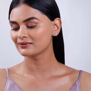 "Boucles d'Oreilles Vintage Damas à Vis Or Rose 14/18K Or Blanc/Jaune Tendance Forme de Coeur" - Product Image 1