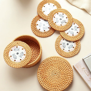 Ensemble de sous-verre de luxe en rotin et nacre Dessous de verre élégant fait à la main pour le salon ou l'utilisation de cadeaux Fabriqué au Vietnam - Product Image 6