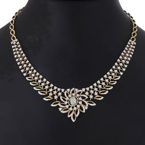 Nouveau design glamour véritable diamant de laboratoire 18 carats plaqué or jaune collier ras du cou avec boucle d'oreille ensemble de bijoux pour les femmes mode - Product Image 2