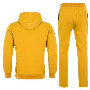 Ensemble de survêtement de jogging pour homme de qualité supérieure 100% coton écologique extensible dans les quatre sens imprimé uni sweat-shirt à capuche avec fermeture éclair - Product Image 2