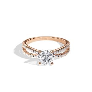 Bague en diamant de laboratoire 14 carats, taille brillant, sertie halo, plaquée or 14 carats, classique pour femme, fiançailles, mariage - Product Image 4