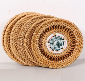 Sous-verres décoratifs pour thé café sous-verres en rotin de forme arrondie en gros pour tapis et tampons de maison - Product Image 5