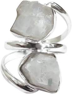 Bague pour femme en pierre de lune arc-en-ciel naturelle, pierre de naissance de juin, double pierre, bijoux faits à la main, bague en argent sterling 925 - Product Image 3