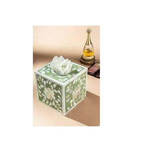 Nouvelle conception boîte de papier de soie incrusté d'os de buffle meilleure qualité pour la meilleure vente boîte de tissu d'incrustation d'os à la main par l'artisanat en croissant - Product Image 2