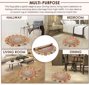 Meilleure vente écologique imperméable 3 pieds réversible tressé tapis tissé à la main coton Jute multicolore fait à la main moderne pour porte - Product Image 4