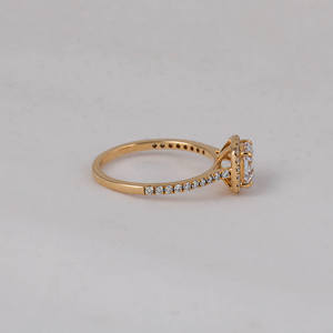 18KT <b>Solid</b> Gold Plated Lab Grown Diamond Asscher Cut Engagement Wedding Ring with Glamorous Lab Created Diamond - Product Image 5