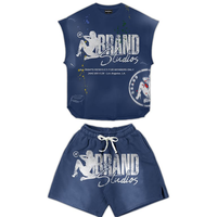 Ensemble deux pièces sport formel tendance pour homme, haute qualité, été, respirant, imprimé, t-shirt 100 % coton à manches courtes, tricot uni