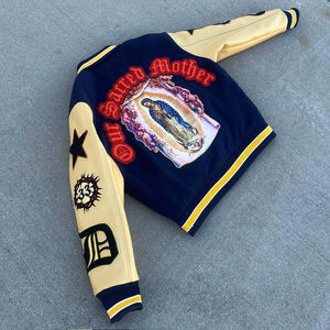 Parches bordados de chenilla personalizados Chaqueta bomber de lana con letras de béisbol Varsity de invierno para hombres Variedad de hip hop - Product Image 4