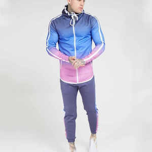Survêtement unisexe à capuche, couleur dégradée unie, manches longues, fermeture éclair, style streetwear, séchage rapide, 100% coton, coupe classique, hiver - Product Image 2