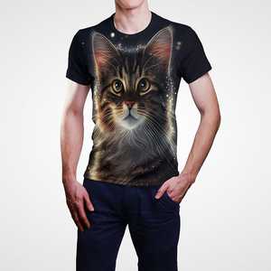 T-shirt de chat drôle coloré imprimé en 3D pour les hommes T-shirt d'été à manches courtes en jersey de mode décontractée - Product Image 2