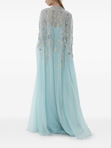 ชุดราตรีงานพรอมสำหรับผู้หญิงชุดราตรีแขนยาวคอกลมผ้าซาตินผ้าตาข่ายประดับลูกปัดสง่างาม - Product Image 2