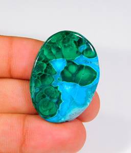 52.CtธรรมชาติหายากChrysocolla Malachiteรูปไข่Cabochon 38-27-5 มม.Chrysocolla Malachiteปรับเทียบอัญมณีเครื่องประดับทํา - Product Image 4