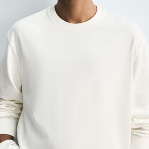 Vente en gros de sweats en cuir suédé avec logo personnalisé 280G ODM pour hommes sweat-shirts en coton personnalisés à la mode pour hommes sweat-shirt à épaules tombantes pour hommes - Product Image 3