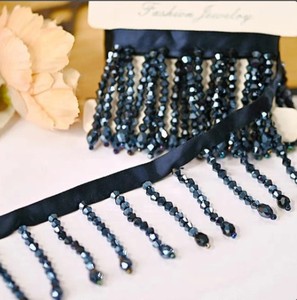 Handmade 5.5-6cm Wide Crystal <b>Bead</b> Fringe Lampshade Fringe 5yards/lot <b>Bead</b> Tassel Tassels Trim Lace Fringe - Product Image 2