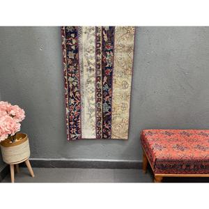 Vintage Turkish Rug, 2x5.2 ft <b>Runner</b> Rug, Blue <b>Red</b> Polka dot Rug - Product Image 1