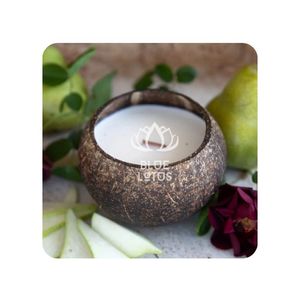 MEILLEUR PRIX Bougie de noix de coco Lotus bleu 2025 coquille de noix de coco artisanale longue combustion lueur douce décor parfait et choix de cadeau - Product Image 1