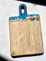 Planche à découper rectangulaire en bois et résine, style moderne, écologique, taille/couleur/design personnalisables, logo personnalisé, en stock, faite à la main, pour la maison