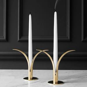 Polished Metal Taper <b>Candle</b> Holder Gold Silver Petal Shape Candlestick Stand Wedding Dining Table Centerpiece Luxury Elegant Art - Product Image 4