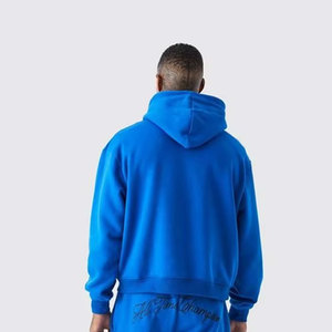 Men's Casual Hooded Polyester/Cotton <b>Blend</b> Fleece Jogger Set Solid Pattern Tracksuit Custom Logo Printed Eco-Friendly Windproof - Product Image 5