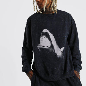 ผู้ผลิตชุดวอร์มวินเทจสำหรับผู้ชาย แบบมีซิป ผ้าฟลีซหนานุ่ม ล้วนสีพื้น แบบสั่งทำพิเศษ ล้างสีแบบแอซิดวอช ทรงพูลโอเวอร์ กางเกงจ็อกกิ้งแบบดิสเทรส - Product Image 3