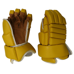 Gants de hockey sur glace en cuir PU jaune personnalisables, bâton composite offrant une protection des mains, logo personnalisé, options de taille pour les joueurs - Product Image 1