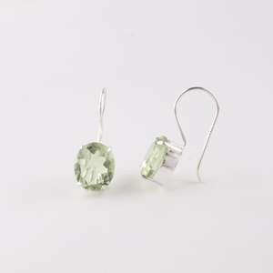 <b>Green</b> Amethyst Sterling Silver Stud <b>Earrings</b> Handmade Gemstone Jewelry for Women Rhodium Plated Party Elegant Gift Design - Product Image 6