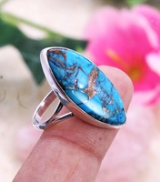 Bague en argent Sterling 925 avec turquoise bleue pour femme, cadeau pour anniversaire de mariage, bague Boho pour elle