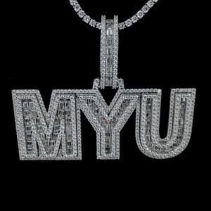 Pendentif en moissanite avec lettre MYU sertie de diamants, style hip-hop, finition or blanc - Product Image 6