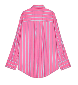 Camisa de algodón con rayas rosas para mujer de diseñador de venta de exportación, ajuste clásico y cómodo disponible a un precio asequible - Product Image 3