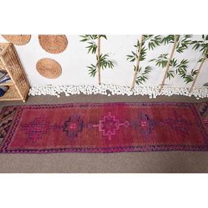 Tapis turc rectangulaire bohème classique 9x12 250cm X 970cm rose violet Patchwork Design laine Latex pour couloir d'entrée - Product Image 2