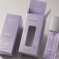 Boîte d'emballage de luxe personnalisée pour huile à lèvres avec logo, vente en gros, boîte en papier cosmétique imprimée avec fenêtre pour gloss, rouge à lèvres et produits de maquillage