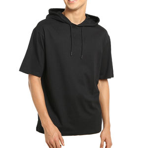 Sudadera con capucha de algodón de manga media térmica personalizable para hombre, ropa de calle con estampado de tendencia, tela polar, cuello con capucha, logotipos incluidos - Product Image 1