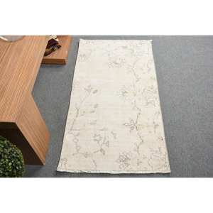 Alfombra de lana turca Beige Vintage de 2,2x4,1 pies, hecha a mano, clásica, área grande, Patchwork, rectángulo abstracto, látex para pasillo, alfombra para habitación - Product Image 1