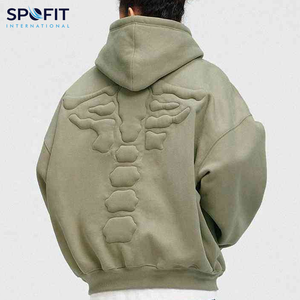 Sweat à capuche en coton mélangé, en vrac, teint en plaine, séchage rapide, impression en relief, fabriqué dans le meilleur matériau, sweats à capuche en relief pour hommes et femmes - Product Image 4